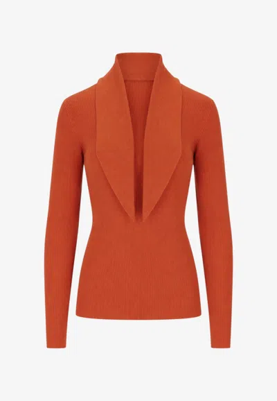 P.a.r.o.s.h Ribbed Bow Sweater In Orange