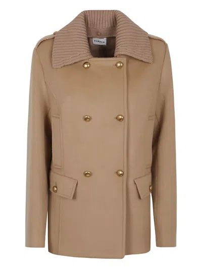 P.A.R.O.S.H RIBBED-COLLAR DOUBLE-BREASTED COAT