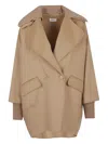 P.a.r.o.s.h Parosh Nude Wool Cape With Double-breasted Front In Neutral