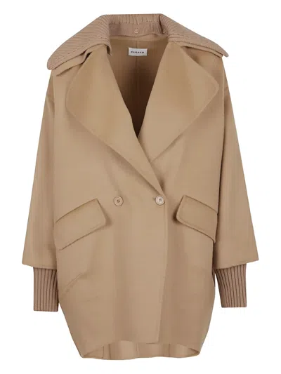 P.A.R.O.S.H RIBBED-COLLAR DOUBLE-BREASTED COAT