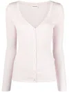 P.a.r.o.s.h Cardigan In Rippenstrick In Fior Di Pesco