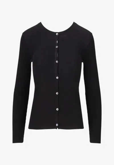 P.a.r.o.s.h Ribbed Crewneck Cardigan In Black