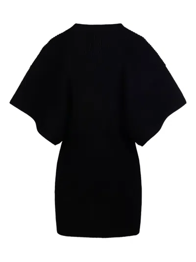 P.a.r.o.s.h Ribbed Flared-sleeve Mini Dress In Black