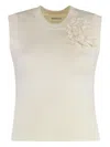 P.a.r.o.s.h Ribbed Flower-embellished Vest In Neutral
