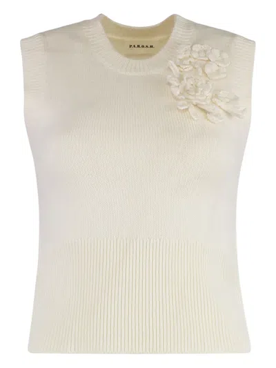 P.A.R.O.S.H RIBBED FLOWER-EMBELLISHED VEST