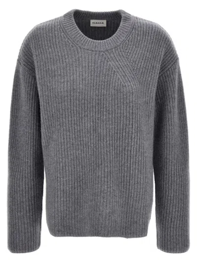 P.a.r.o.s.h . Ribbed Grey Cashmere Crewneck Sweater In Gray