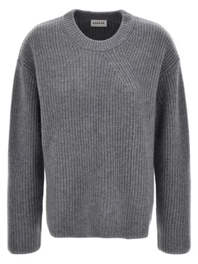 P.A.R.O.S.H RIBBED GREY CASHMERE CREWNECK SWEATER