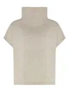P.a.r.o.s.h Parosh High-neck Raccoon Sweater With Ribbed Trim In Neutral