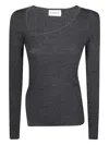 P.a.r.o.s.h Parosh Maglia Scollo Asimmetrico Costina In Grey