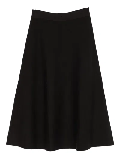 P.a.r.o.s.h Ribbed-knit Midi Skirt In Brown