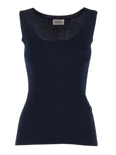 P.a.r.o.s.h Ribbed Knit Scoop Tank Top In Blue