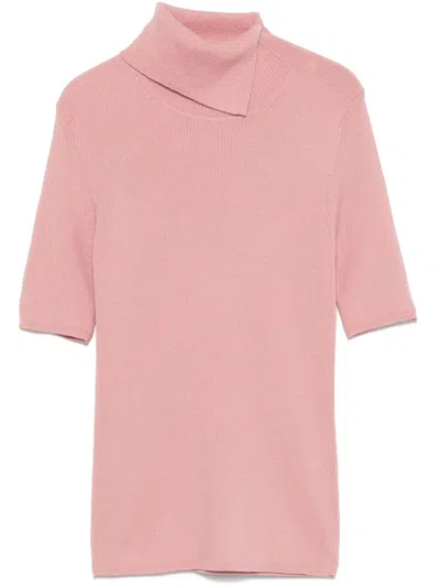 P.a.r.o.s.h Ribbed-knit T-shirt In 粉色