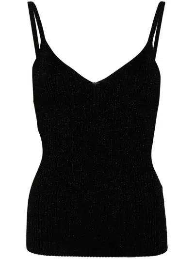 P.a.r.o.s.h Ribbed-knit Top In Black