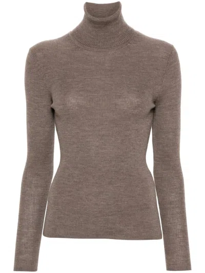 P.a.r.o.s.h Turtle-neck Ribbed-knit Jumper In Visone