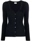 P.a.r.o.s.h Parosh Ribbed Knit Sweater With Plunging V-neck And Button Placket In Blue