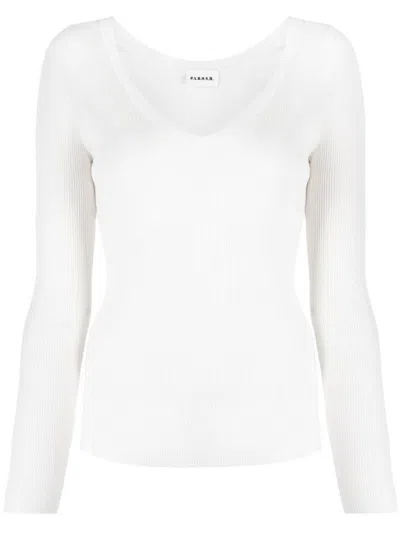 P.a.r.o.s.h White Ribbed-knit V-neck Jumper