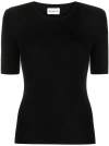 P.a.r.o.s.h Ribbed Short Sleeves Pullover In Blue