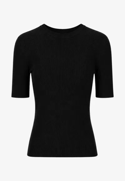 P.a.r.o.s.h Ribbed Knit Wool Top In Black