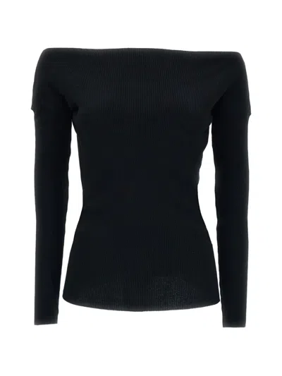 P.a.r.o.s.h Ribbed Off-shoulder Sweater In Black