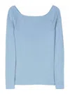 P.a.r.o.s.h Off-shoulder Fine Ribbed Sweater In Light Blue