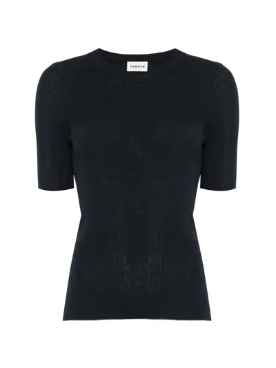 P.a.r.o.s.h Ribbed Short Sleeves Pullover In Black