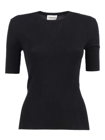 P.a.r.o.s.h Ribbed Short-sleeve Top In Black