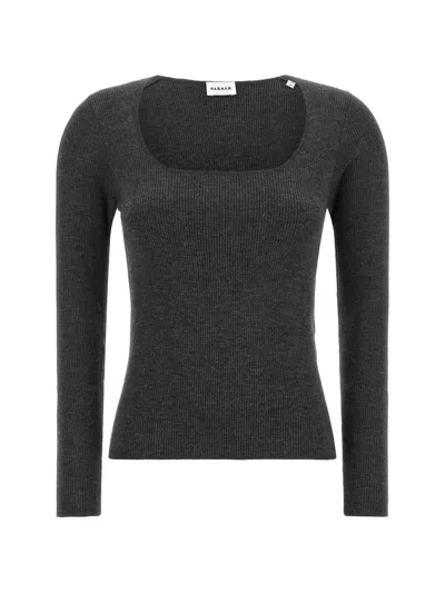 P.a.r.o.s.h Ribbed Square-neck Sweater In Gray