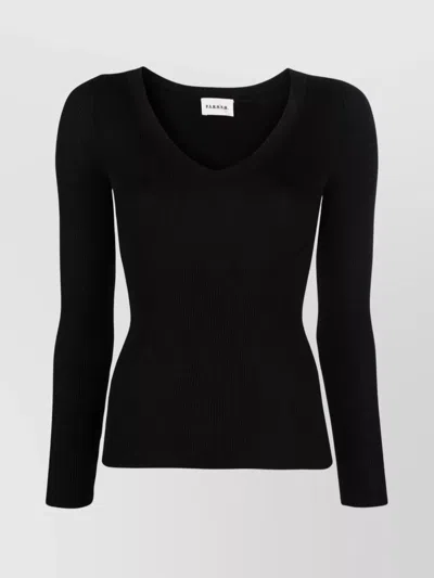 P.A.R.O.S.H RIBBED TEXTURE V-NECK FITTED TOP
