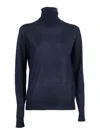 P.a.r.o.s.h Ribbed Turtleneck Sweater Crafted From Luxury Wool-silk-cashmere Blend In Blue