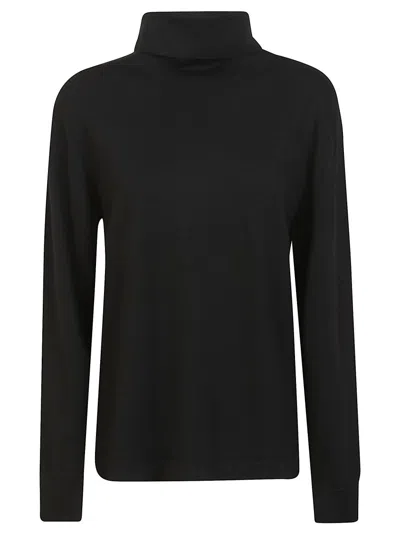 P.a.r.o.s.h . Ribbed Turtleneck Sweater With Buttoned Cuffs In Black