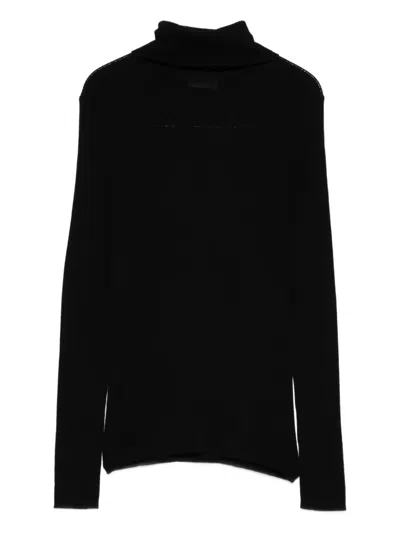 P.a.r.o.s.h Ribbed Turtleneck Top In Black