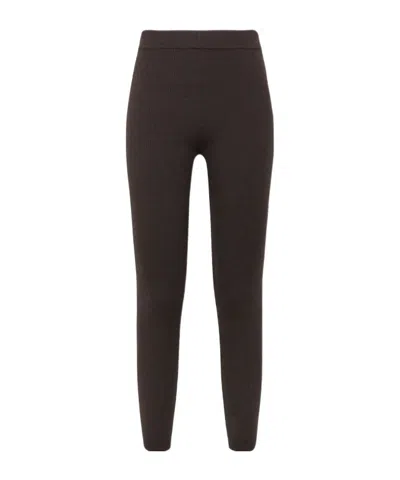 P.a.r.o.s.h Ribbed Wool Leggings In Brown