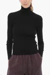 P.a.r.o.s.h Parosh Ribbed Turtleneck Sweater With Elegant Open Back Design In Black