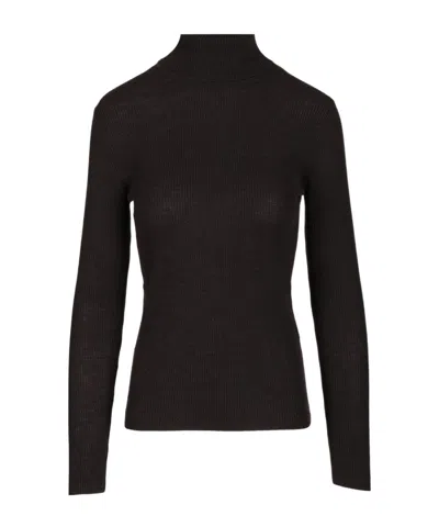 P.a.r.o.s.h Ribbed Wool Turtleneck In Black