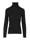 P.a.r.o.s.h Ribbed Wool Turtleneck Knitwear Blue In Black