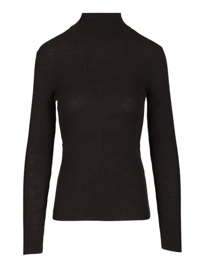 P.a.r.o.s.h Ribbed Wool Turtleneck Knitwear Brown