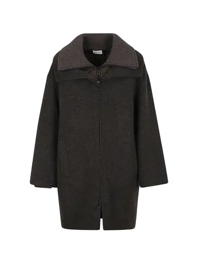 P.a.r.o.s.h Ribbed-collar Zip-up Coat In Green