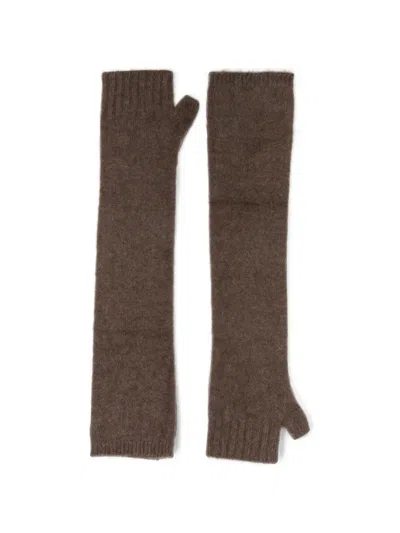 P.a.r.o.s.h Ribbed-knit Fingerless Gloves In Brown