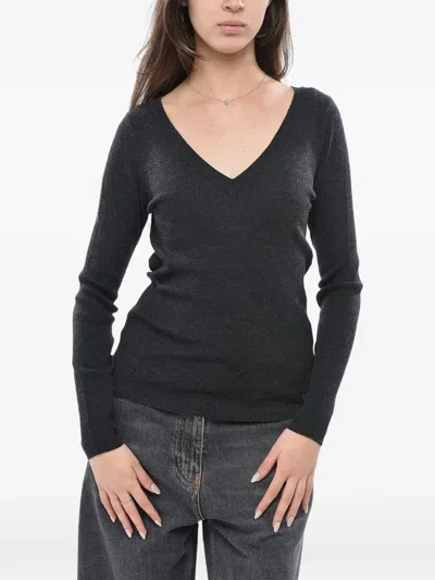 P.a.r.o.s.h Ribbed-knit V-neck Sweater In Black