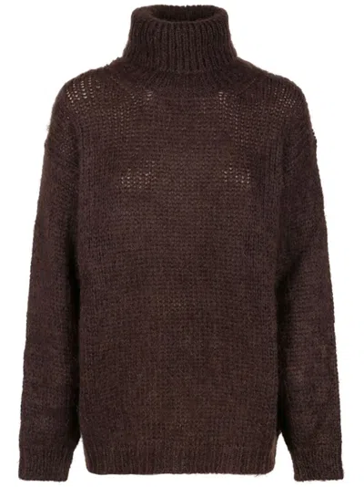 P.a.r.o.s.h Roll-neck Woll Jumper In Brown