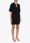 P.a.r.o.s.h Mini T-shirt Dress V-neck Collar Detail In Blue