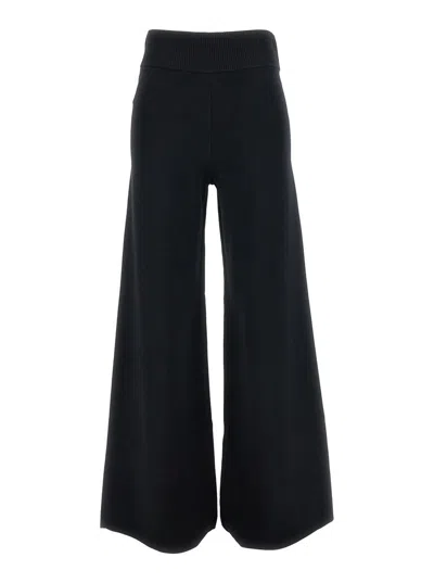 P.a.r.o.s.h . Roma Wide Leg Knitted Trousers In Black
