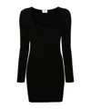 P.a.r.o.s.h Parosh Black Ribbed Knit Dress In Black