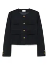 P.a.r.o.s.h Cropped Jacket With Gold Buttons And Pockets In Black