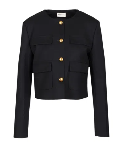 P.a.r.o.s.h Round-neck Buttoned Jacket In Black