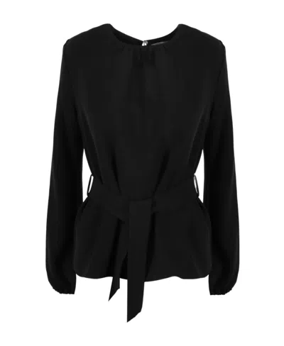P.a.r.o.s.h Round-neck Long-sleeved Blouse In Black