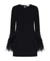 P.a.r.o.s.h Parosh Feather Trim Mini Dress With Elegant Silhouette And Keyhole Detail In Black