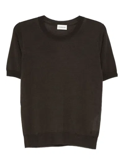 P.a.r.o.s.h Round-neck Short-sleeved Top In Brown