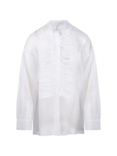P.a.r.o.s.h Ruffle-detail Shirt In White