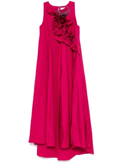 P.a.r.o.s.h Maxi Dress With Cascading Ruffle Detail In Pink